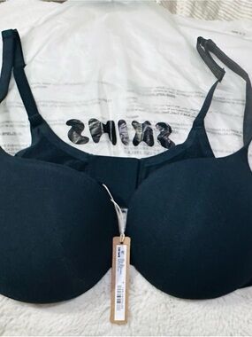 Skims-Everyday Cotton Ultimate Bra, Size 38D, color: Onyx/ Black